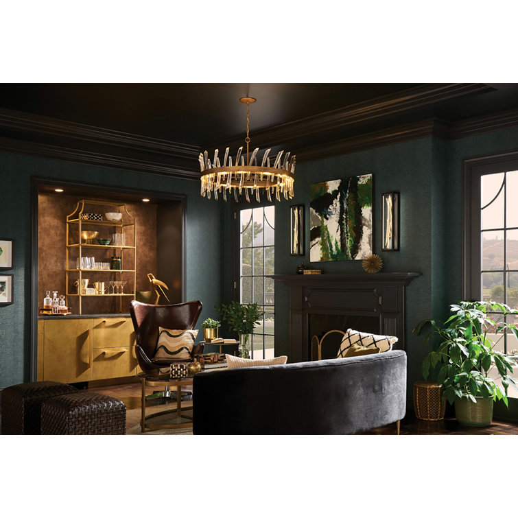 Black Crystal 10-Light Large Chandelier