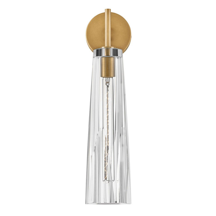 Heritage Brass Dimmable Wall Sconce with Clear Crystal Shade