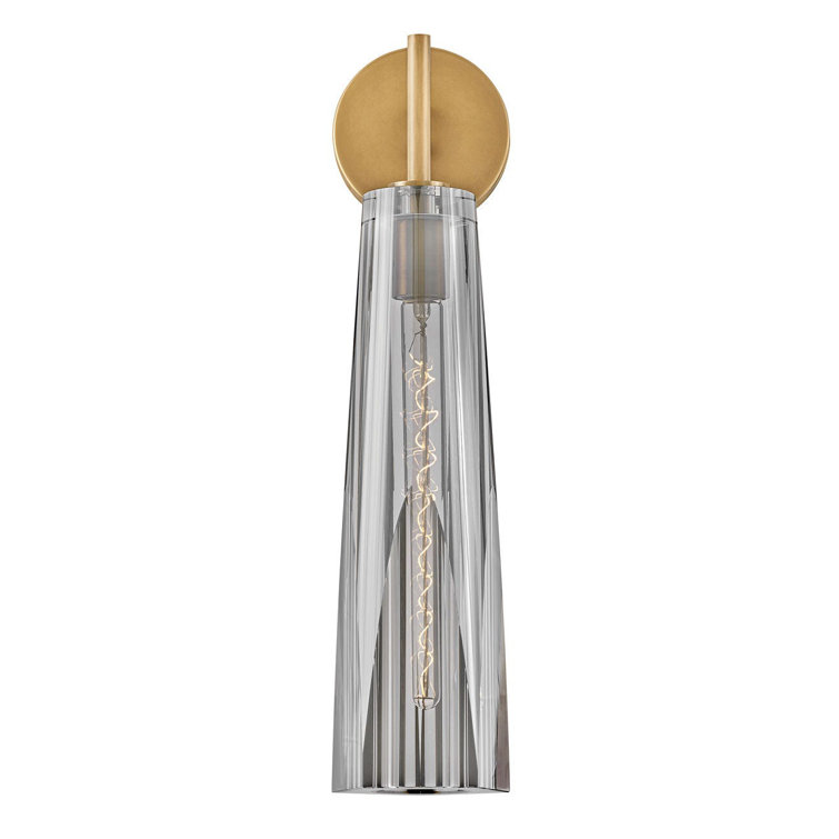 Heritage Brass Dimmable Sconce with Smoked Crystal Shade