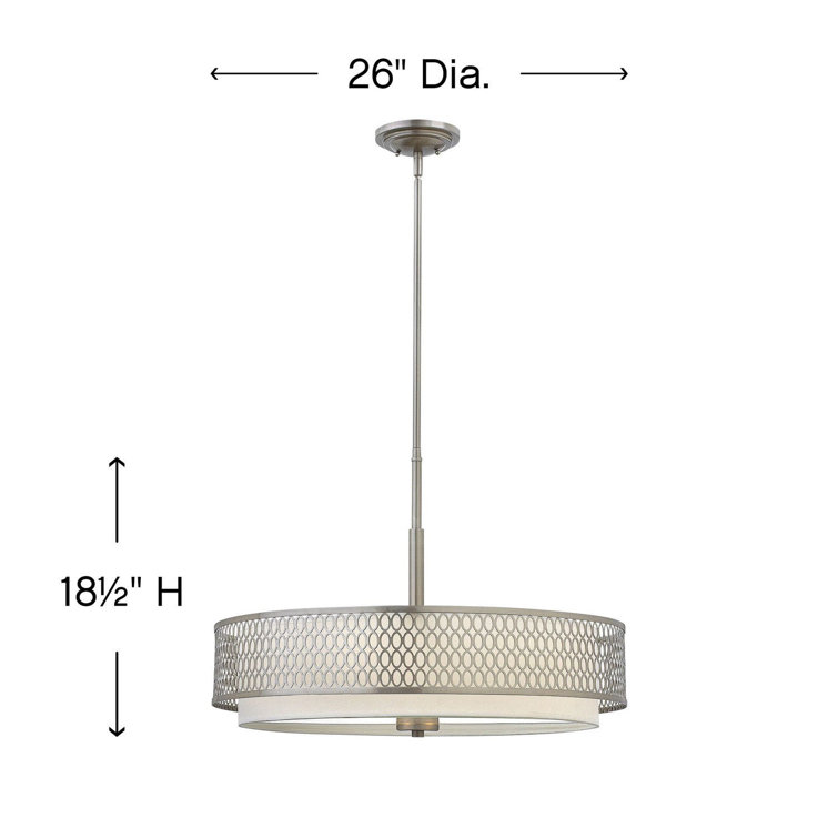 Brushed Nickel 3-Light Drum Chandelier with Etched Glass