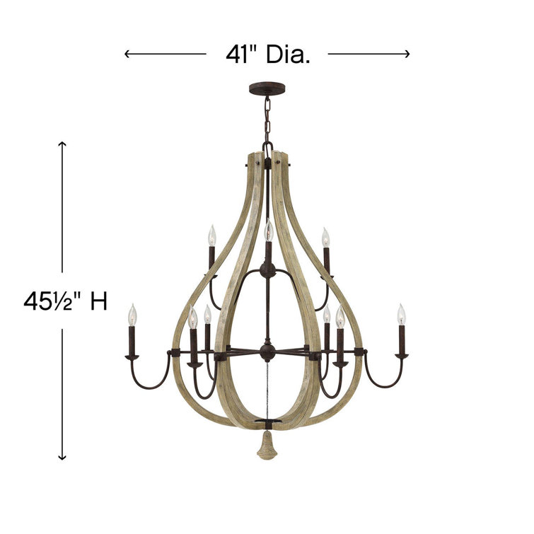 Middlefield 9-Light Iron Rust and Weathered Ash Chandelier
