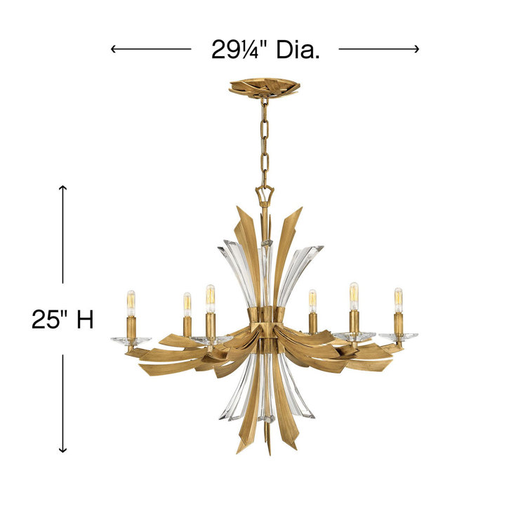 Vida Burnished Gold and Crystal 6-Light Chandelier