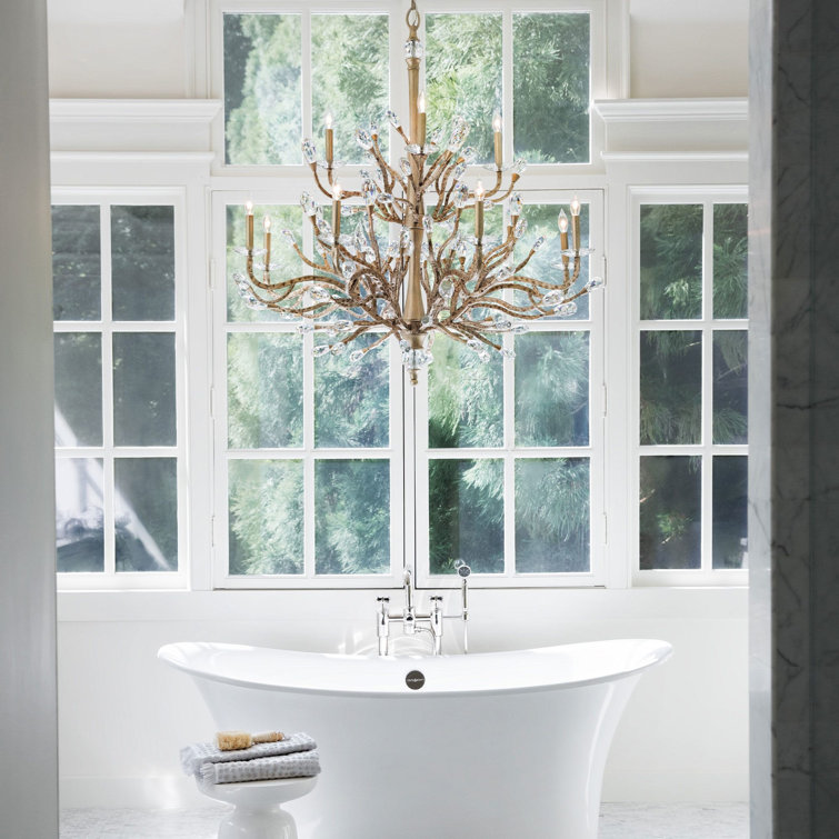 Eve Graceful Vine 12-Light Champagne Gold Crystal Bud Chandelier