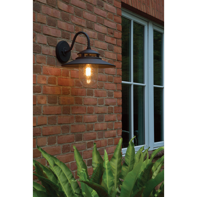 Atwell Aged Zinc 1-Light Outdoor Wall Light with Clear Seedy Glass