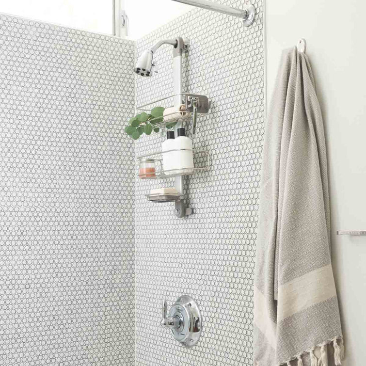 Medium Stainless Steel Adjustable Shower Caddy with Suction Mount