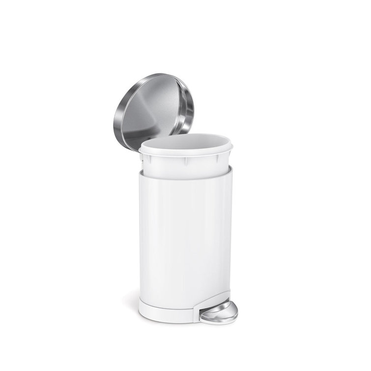 White Stainless Steel Semi-Round 6L Step Trash Can