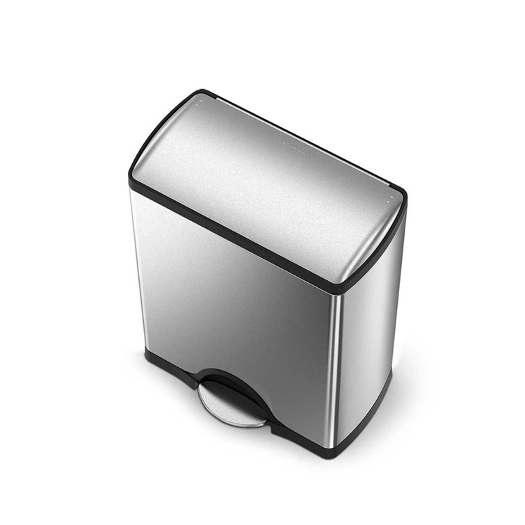 Brushed Stainless Steel Dual Compartment Recycling Kitchen Trash Can