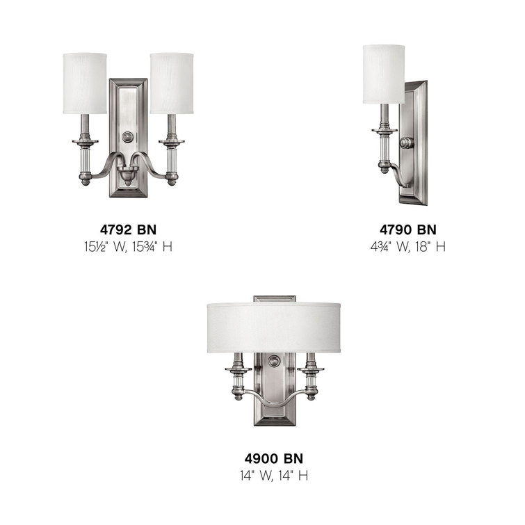 Elegant Brushed Nickel Dimmable Wall Sconce with White Fabric Shade