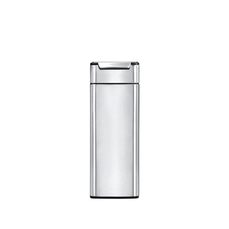 Slim Brushed Stainless Steel Touch-Bar Trash Can, 40L