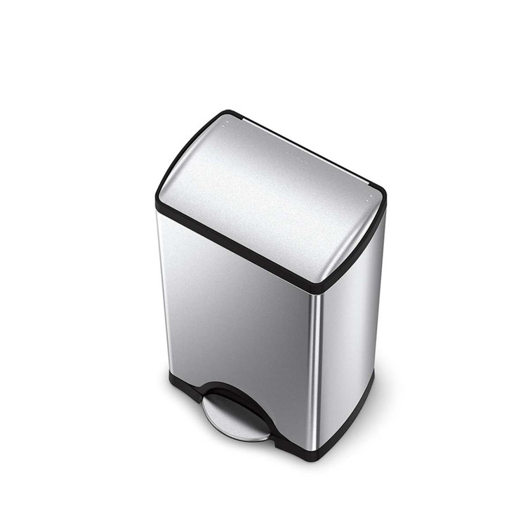 Brushed Stainless Steel 10 Gallon Rectangular Step Trash Can