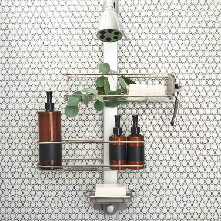Medium Stainless Steel Adjustable Shower Caddy with Suction Mount