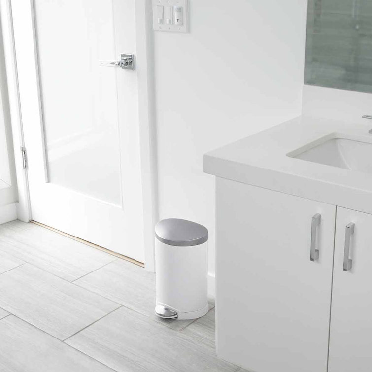 White Stainless Steel Semi-Round 6L Step Trash Can