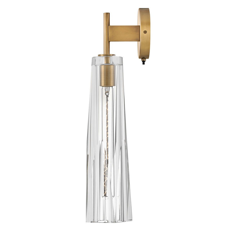 Heritage Brass Dimmable Wall Sconce with Clear Crystal Shade