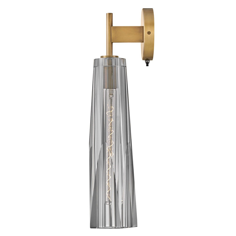 Heritage Brass Dimmable Sconce with Smoked Crystal Shade