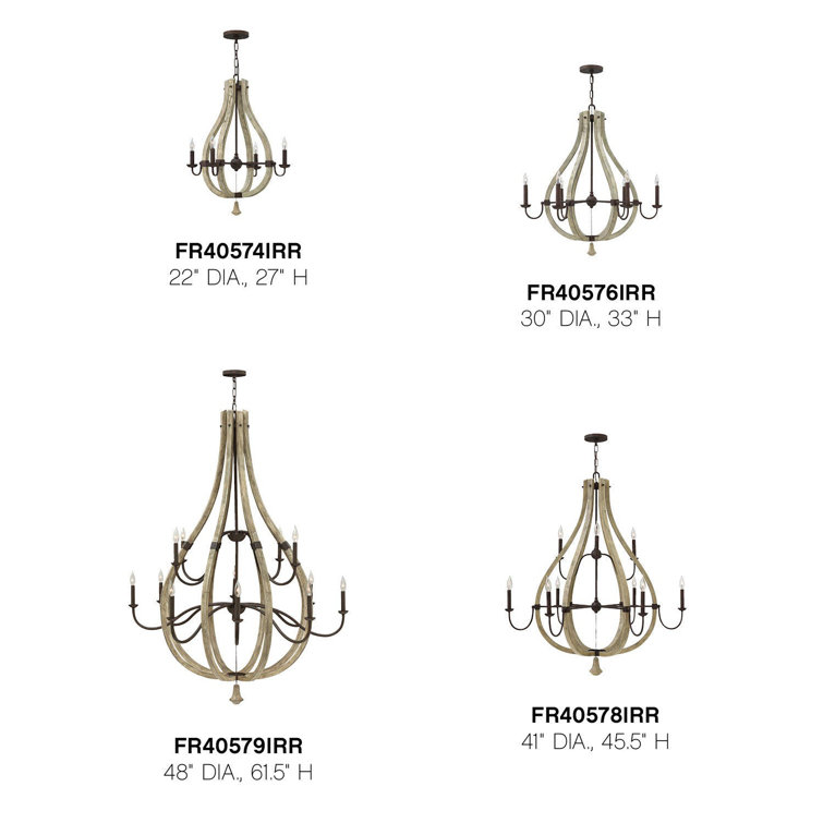 Rustic Chic Iron Rust & Weathered Ash 4-Light Mini Chandelier