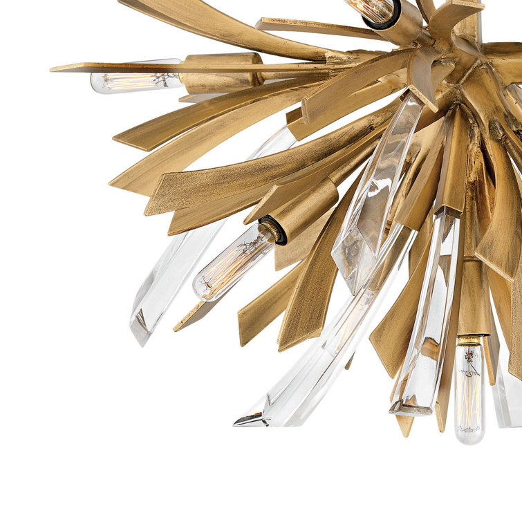 Vida Burnished Gold Crystal 9-Light LED Semi-Flush Ceiling Light