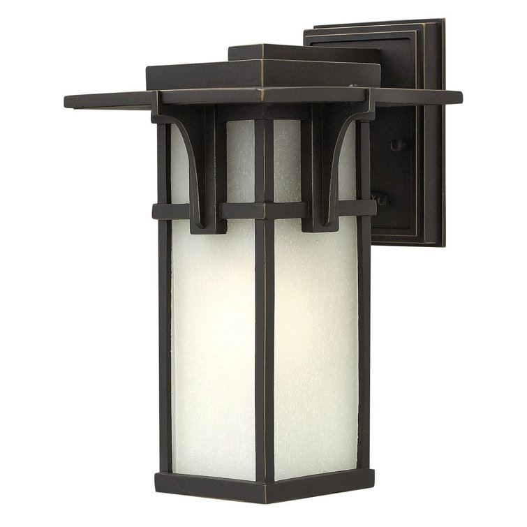 Manhattan Oil Rubbed Bronze 1-Light Outdoor Wall Sconce with Etched Seedy Glass