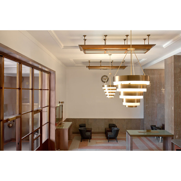 Echelon Heritage Brass 8-Light Tiered Chandelier with Faux Alabaster Glass