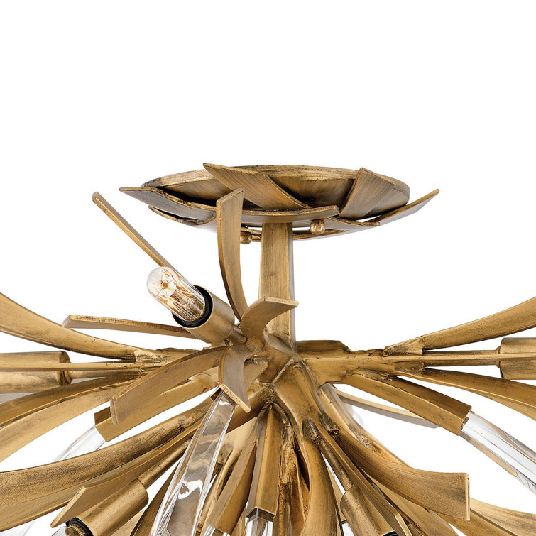 Vida Burnished Gold Crystal 9-Light LED Semi-Flush Ceiling Light