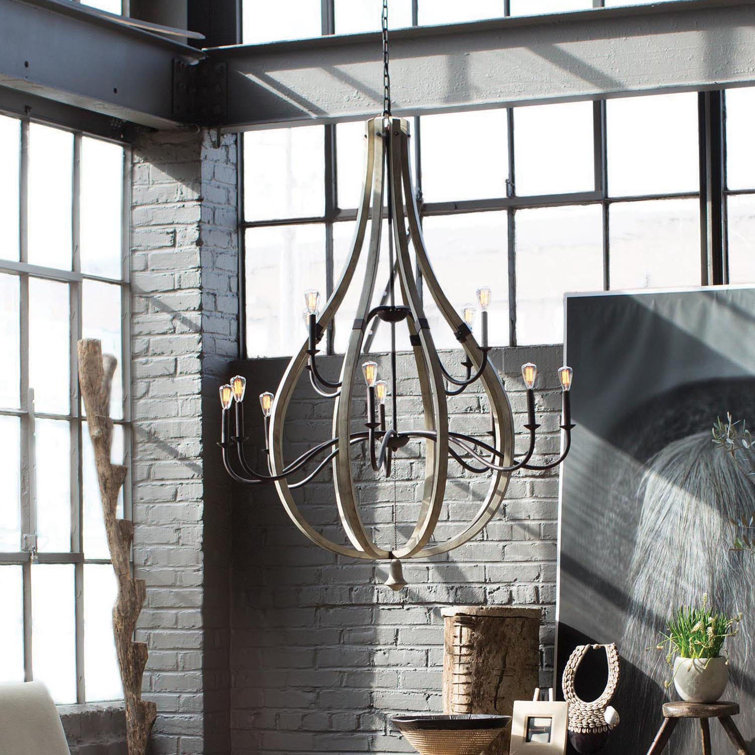 Middlefield 12-Light Iron Rust & Weathered Ash Crystal Chandelier