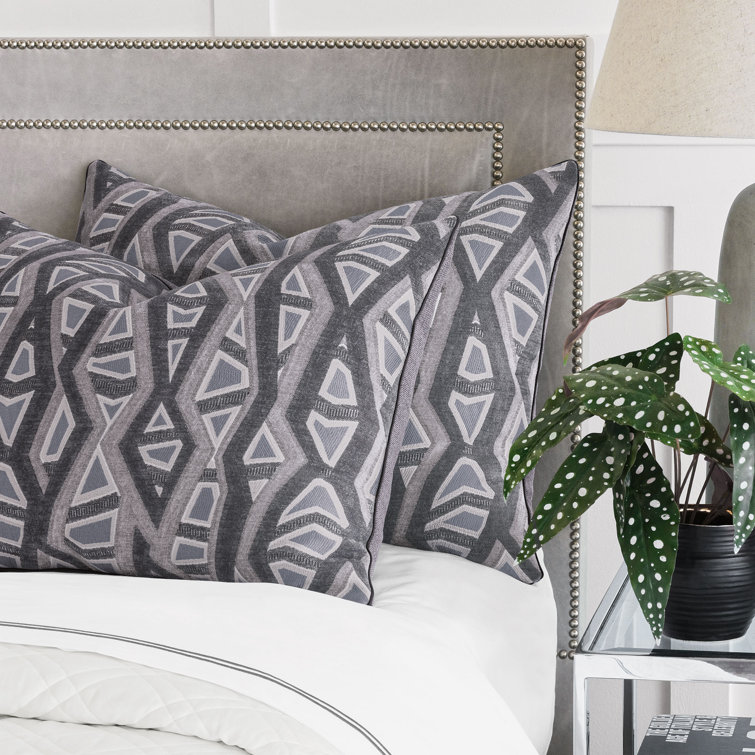 Noah Geometric King Sham in Gray and Black Cotton