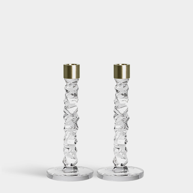 Elegant Carat 9.5'' Brass Candlestick with Asymmetrical Design