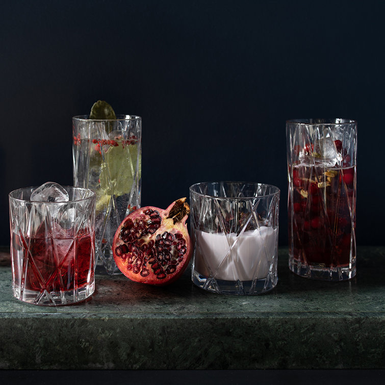 Orrefors Crystal Highball Glass Set with Asymmetric Design