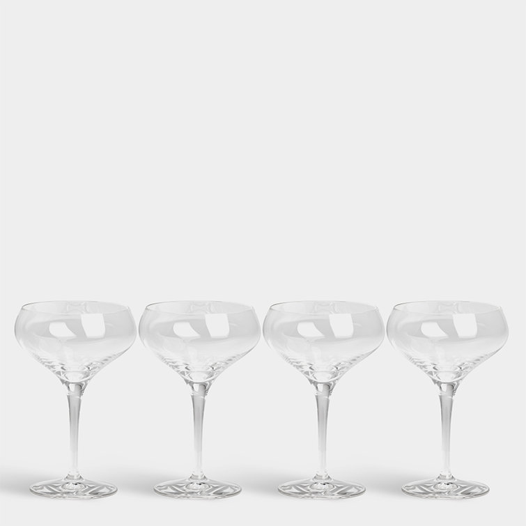 Orrefors Clear Lead-Free Crystal Coupe Glass Set of 4