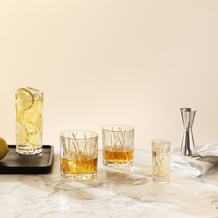 Orrefors Crystal Highball Glass Set with Asymmetric Design