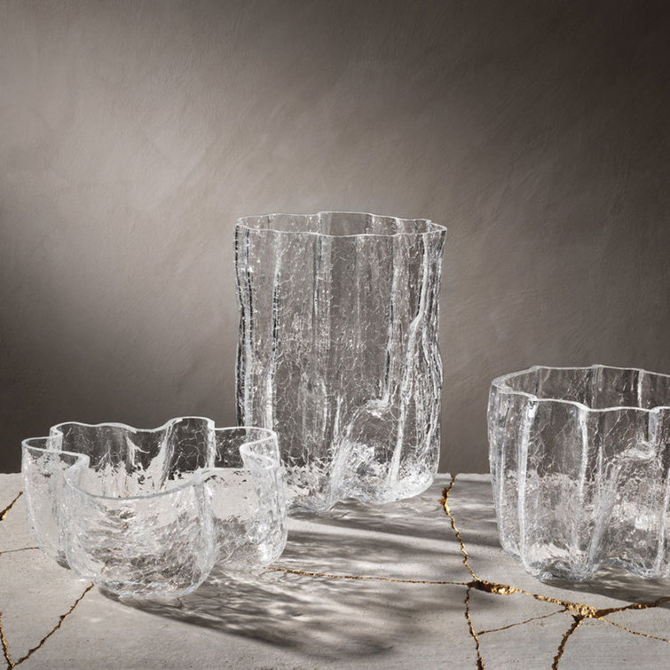 Elsa Crackle Organic Glass Decorative Table Vase