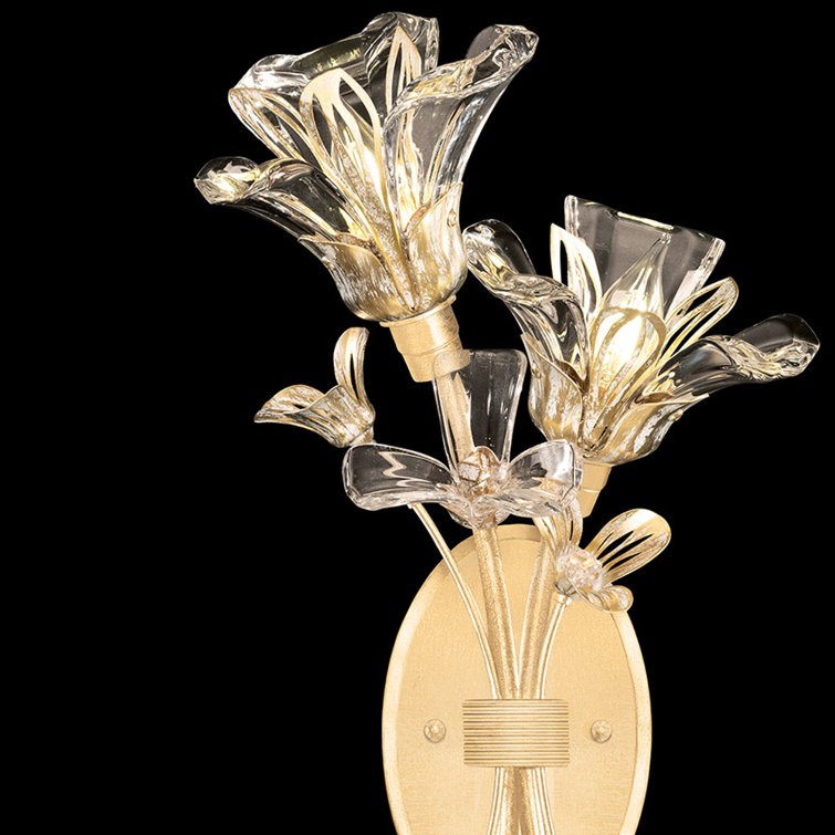 Azu Crystal Floral Gold and Silver 2-Light Wall Sconce