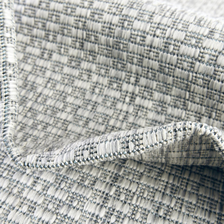 Light Gray Synthetic 6' x 9' Easy-Care Outdoor Rug