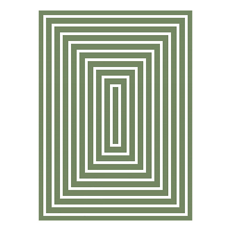 Green Geometric Cotton Flat Woven 4x6 Area Rug