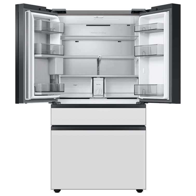 Morning Blue Glass 23 cu. ft. Smart French Door Refrigerator with Ice Maker