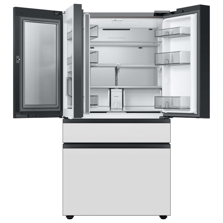 Morning Blue Glass 23 cu. ft. Smart French Door Refrigerator with Ice Maker