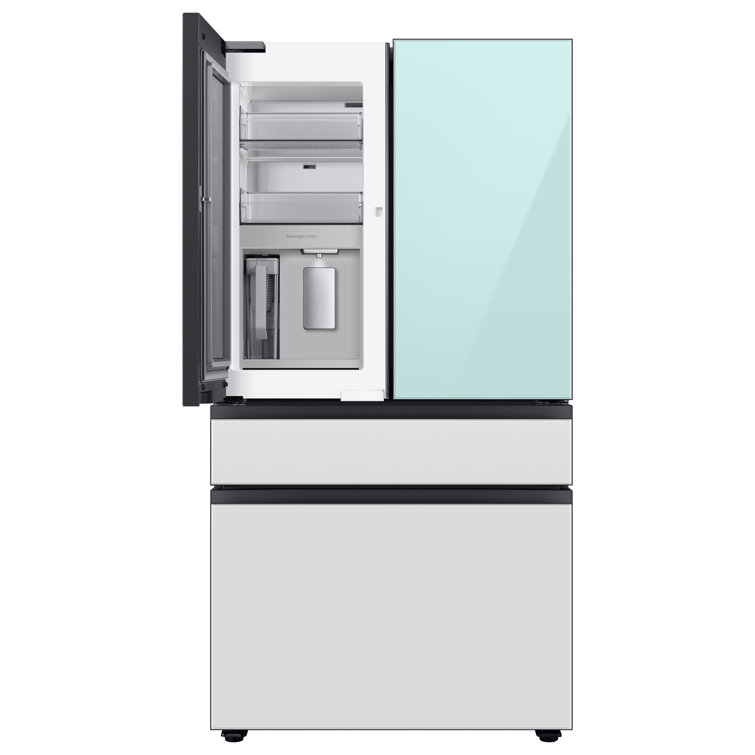 Morning Blue Glass 23 cu. ft. Smart French Door Refrigerator with Ice Maker