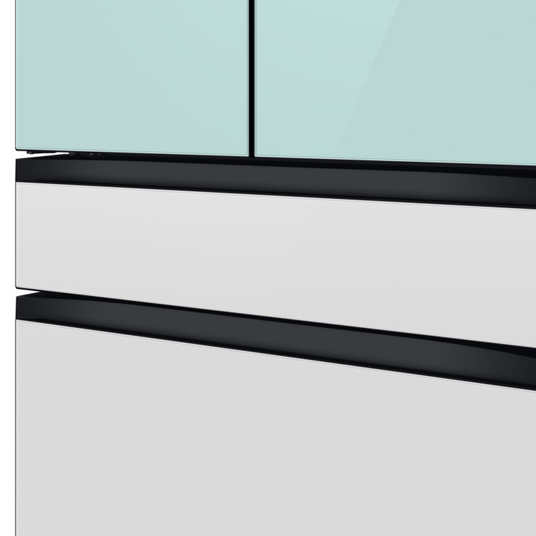 Morning Blue Glass 23 cu. ft. Smart French Door Refrigerator with Ice Maker