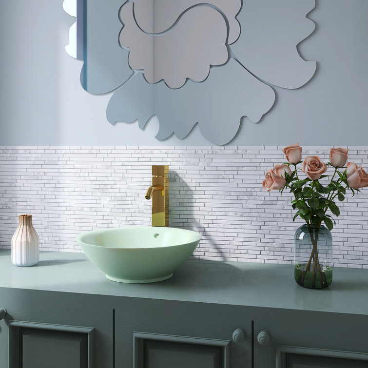 White Glass Linear Mosaic Tile Sheet for Walls