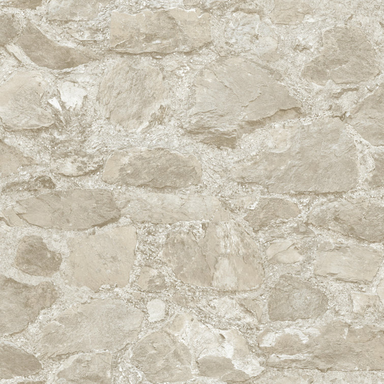 Beige Stone Textured Self-Adhesive Removable Wallpaper