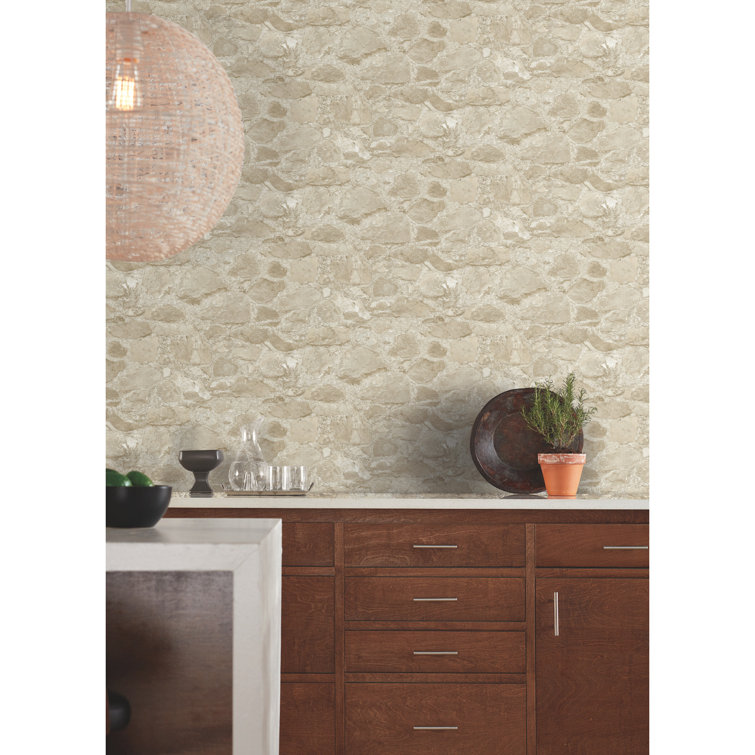 Beige Stone Textured Self-Adhesive Removable Wallpaper