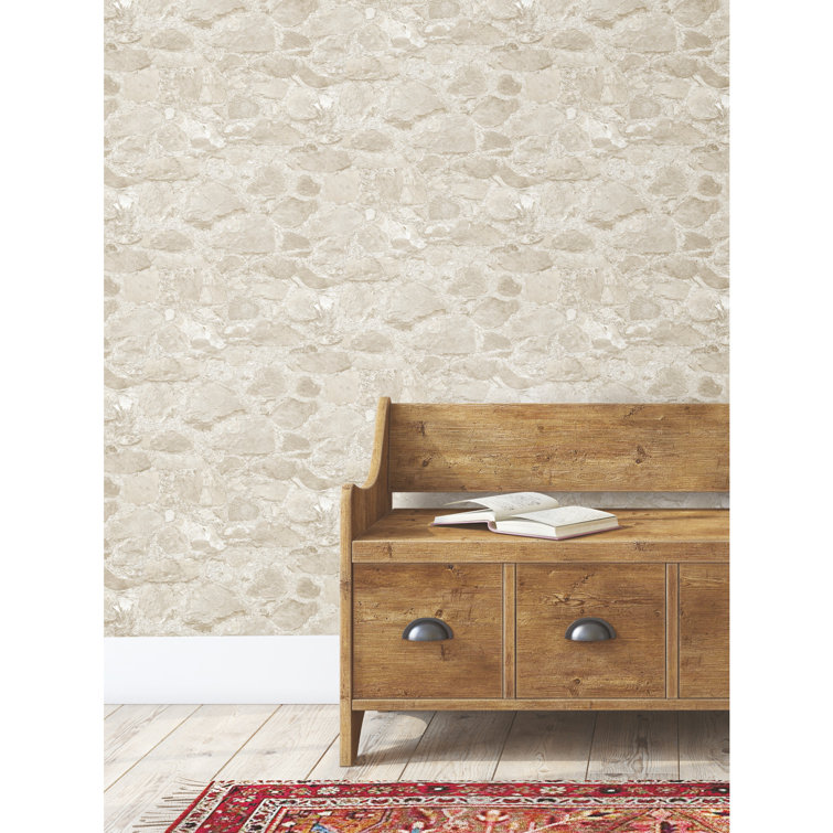 Beige Stone Textured Self-Adhesive Removable Wallpaper