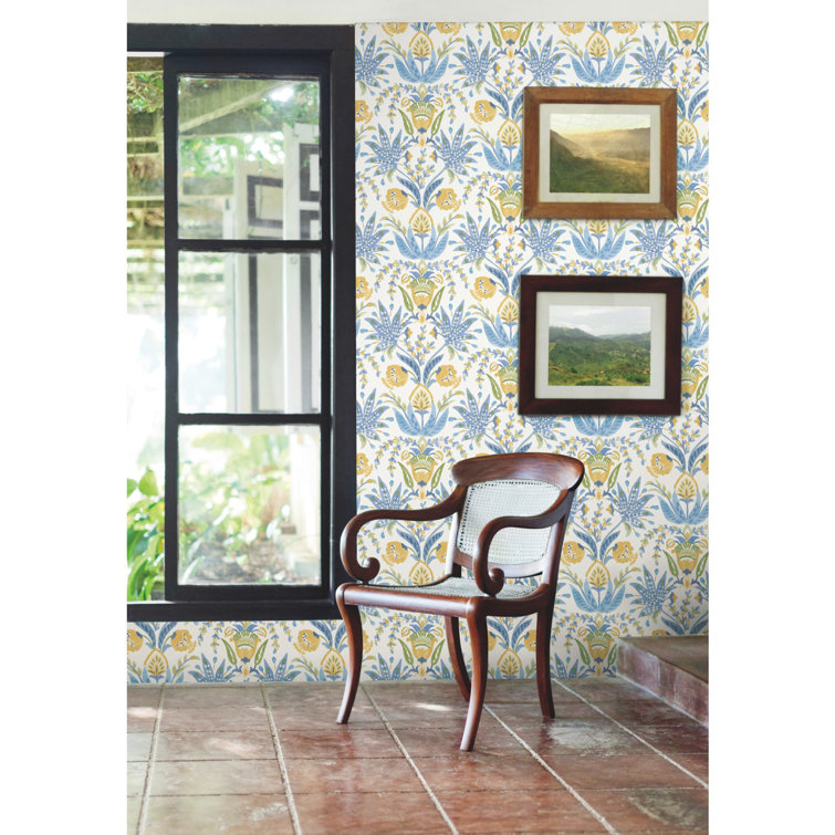 Seaside Jacobean Floral Pre-pasted Removable Wallpaper