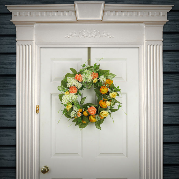 24" Lemon and Hydrangea Artificial Spring Wreath
