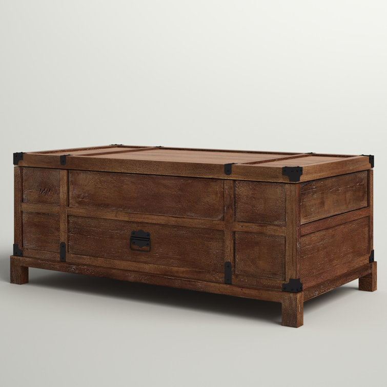 Rustic Mango Wood & Metal 44" Lift-Top Coffee Table with Storage