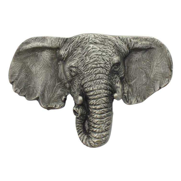 Antique Pewter Elephant Head Novelty Cabinet Knob