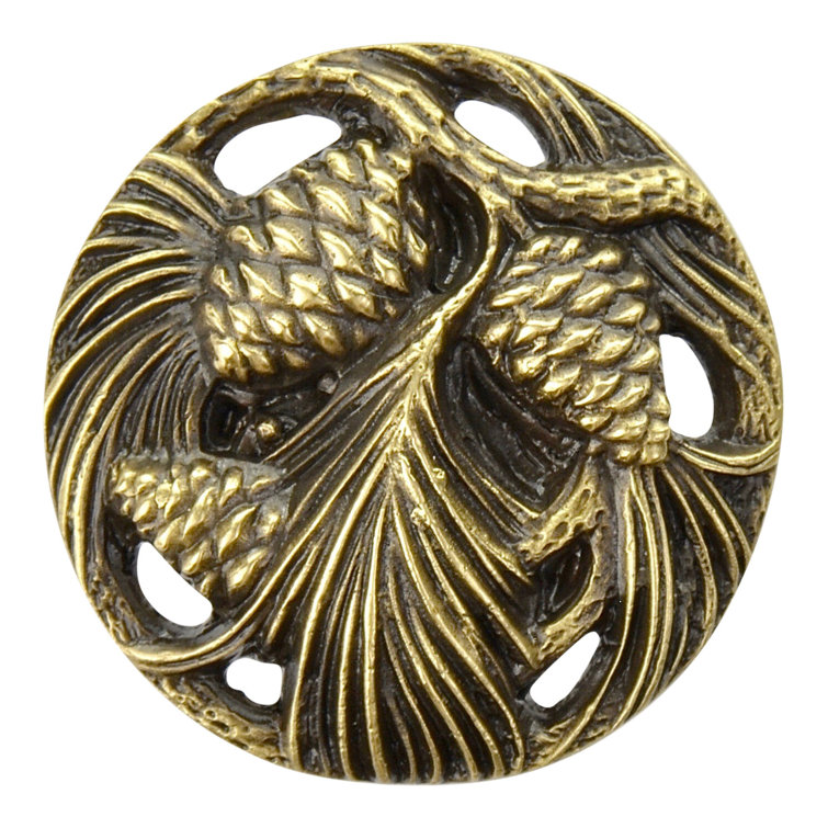 Antique Brass Squirrel and Pinecone Rustic Cabinet Knob Set