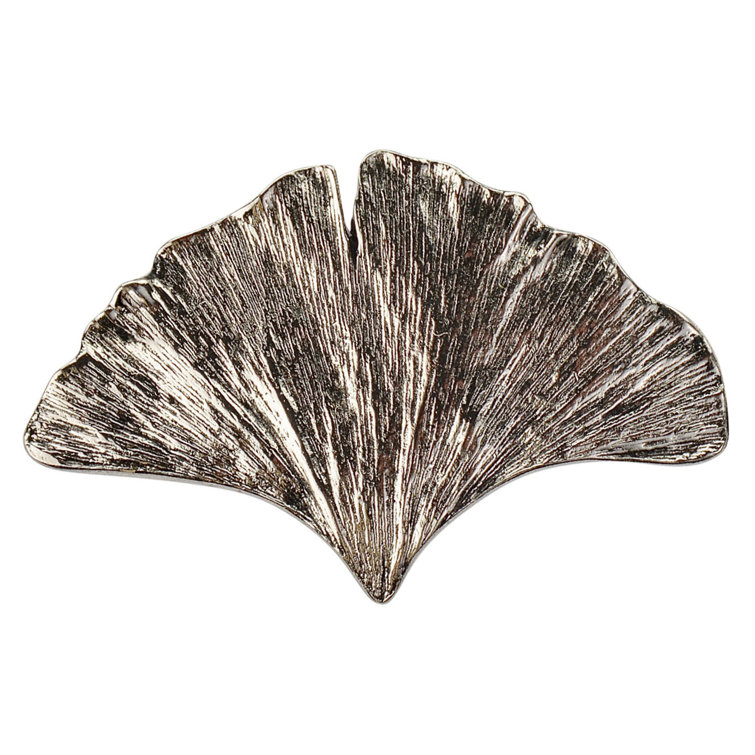 Brite Nickel Gingko Leaf Design Cabinet Knob