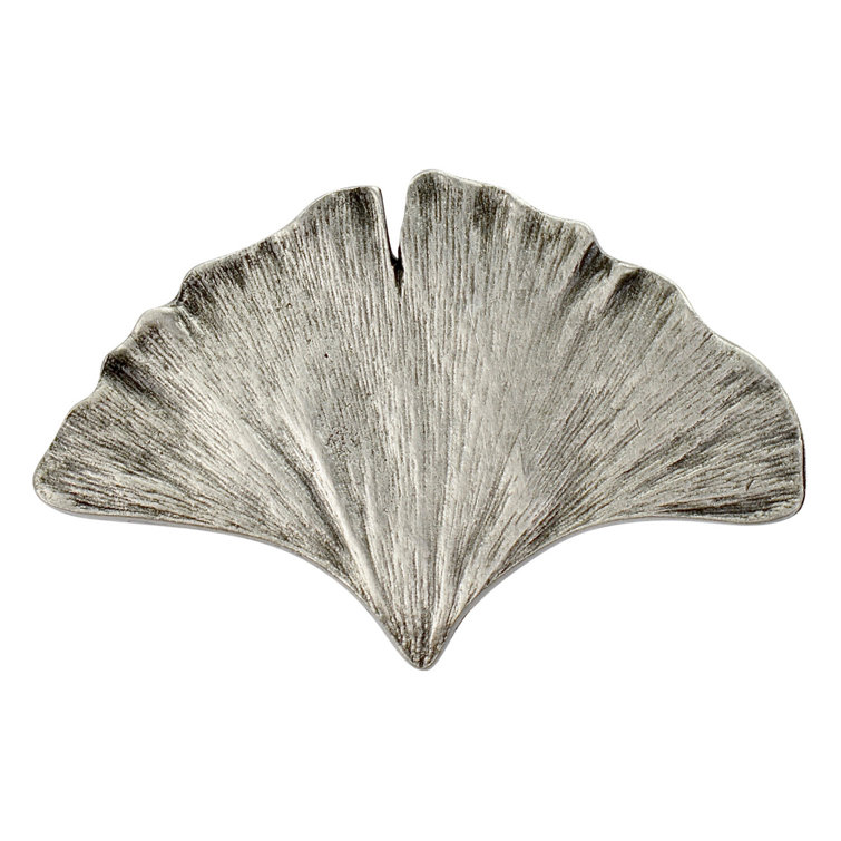 Antique Pewter Ginkgo Leaf Novelty Knob with Mounting Hardware