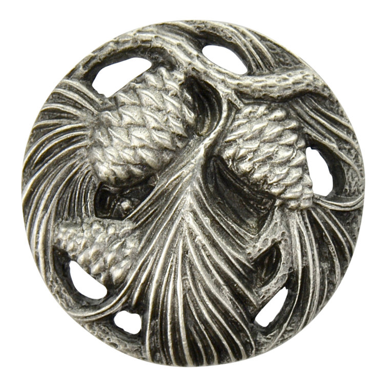 Antique Pewter Pine Cone Branch Cabinet Knob