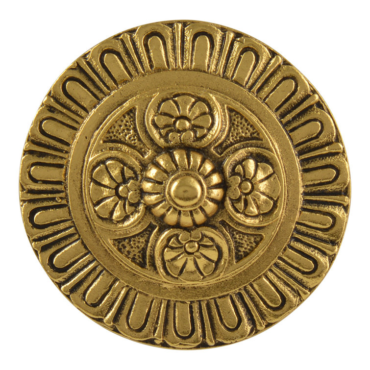 Traditional Round Brushed Gold Pewter Cabinet Knob